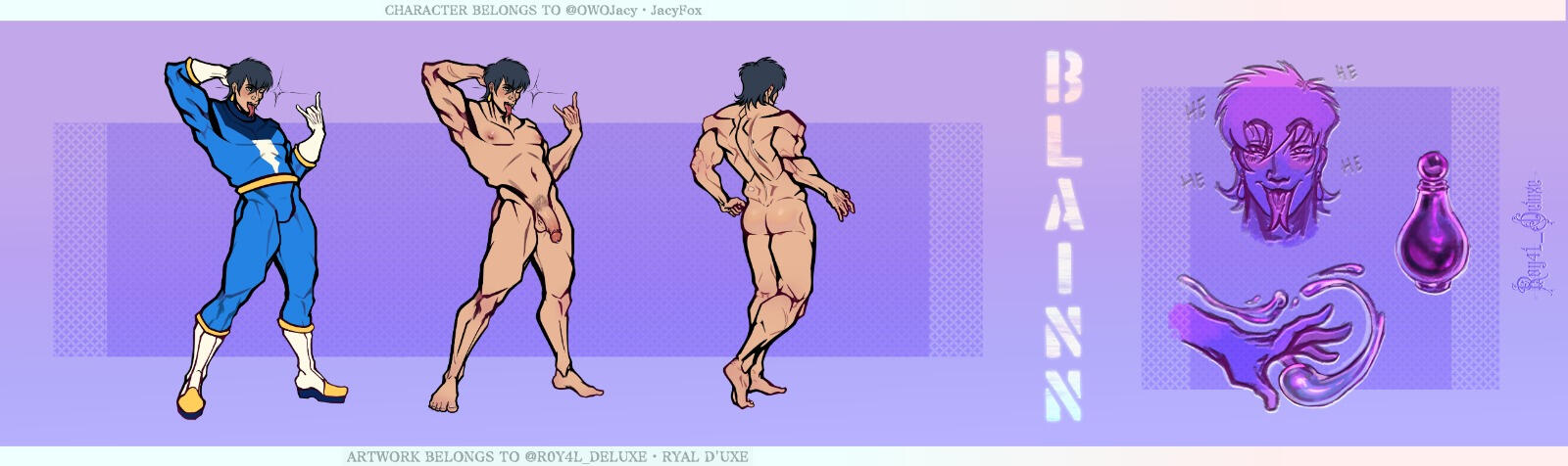 3 rotation - fully dressed front, undressed front and naked back