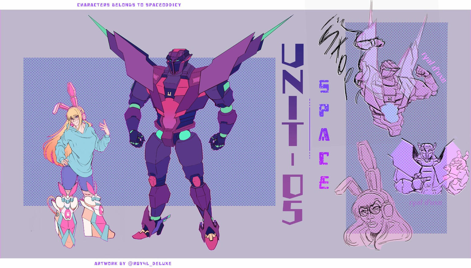 two characters reference sheet - only front (commission)